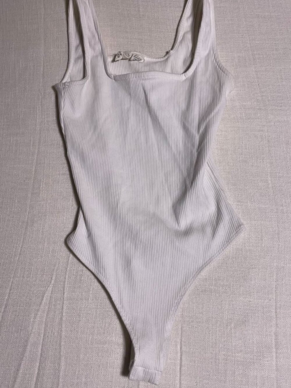 Womens Sky + Sparrow White Square Neck Line Ribbed Bodysuit (Size XL)